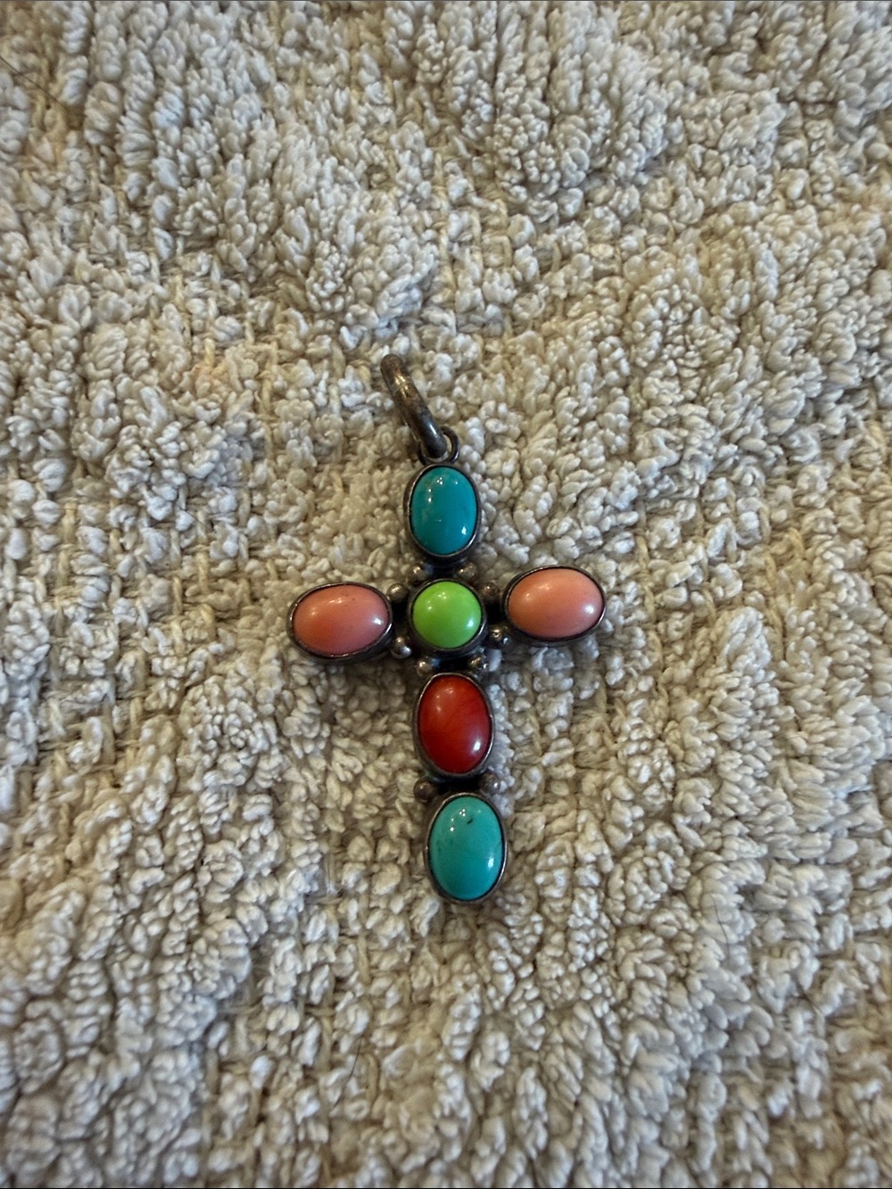 Genuine Silver and Jade Cross Pendant